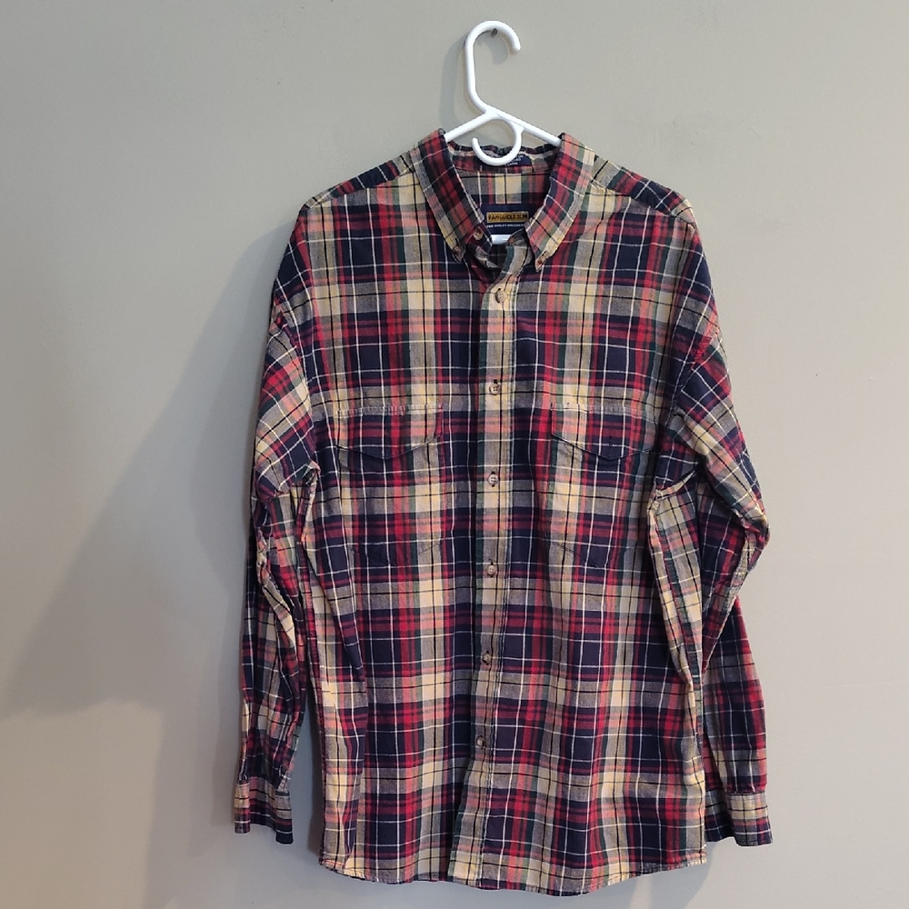 Panhandle Slim Mens XL Red/ Blue Plaid Cotton Button-Down Shirt